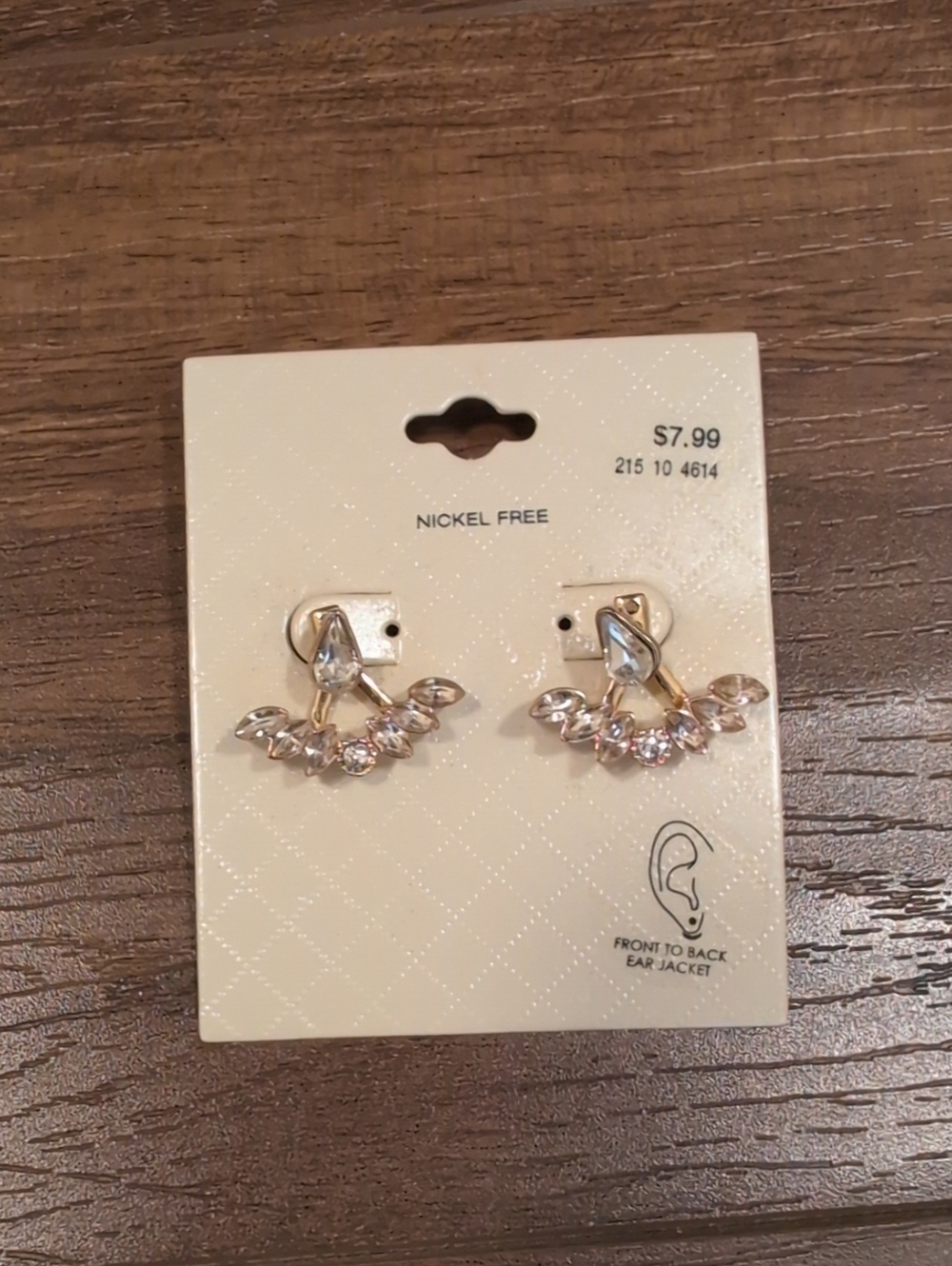Gold, Clear, And Pink Crystal Ear Jacket Earrings - Women Jewelry